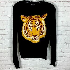 ASOS‎ Tiger Sweater Black Crewneck Women’s Size 6 Lightweight
